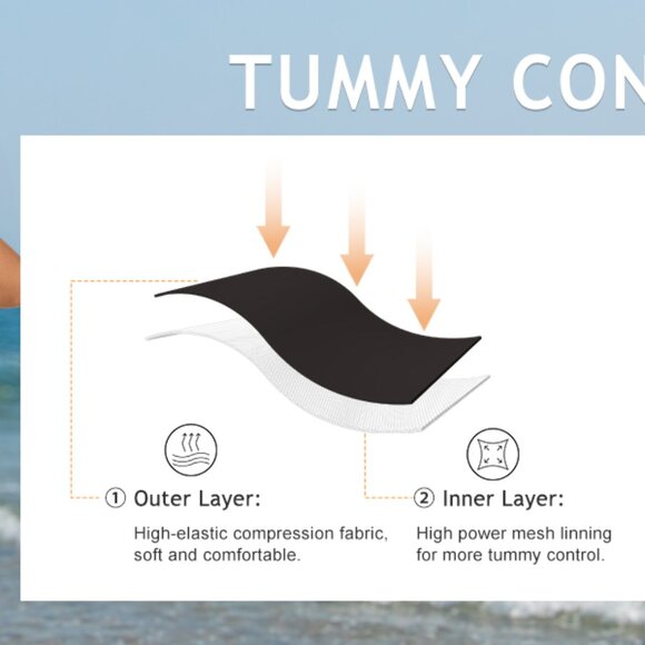 SUUKSESS Women Sexy Wrap Push Up One Piece Swimsuit Tummy Control Size Large - Picture 8 of 8